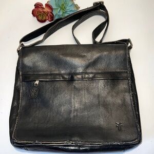 Frye Black Leather Messenger Crossbody Bag Vintage